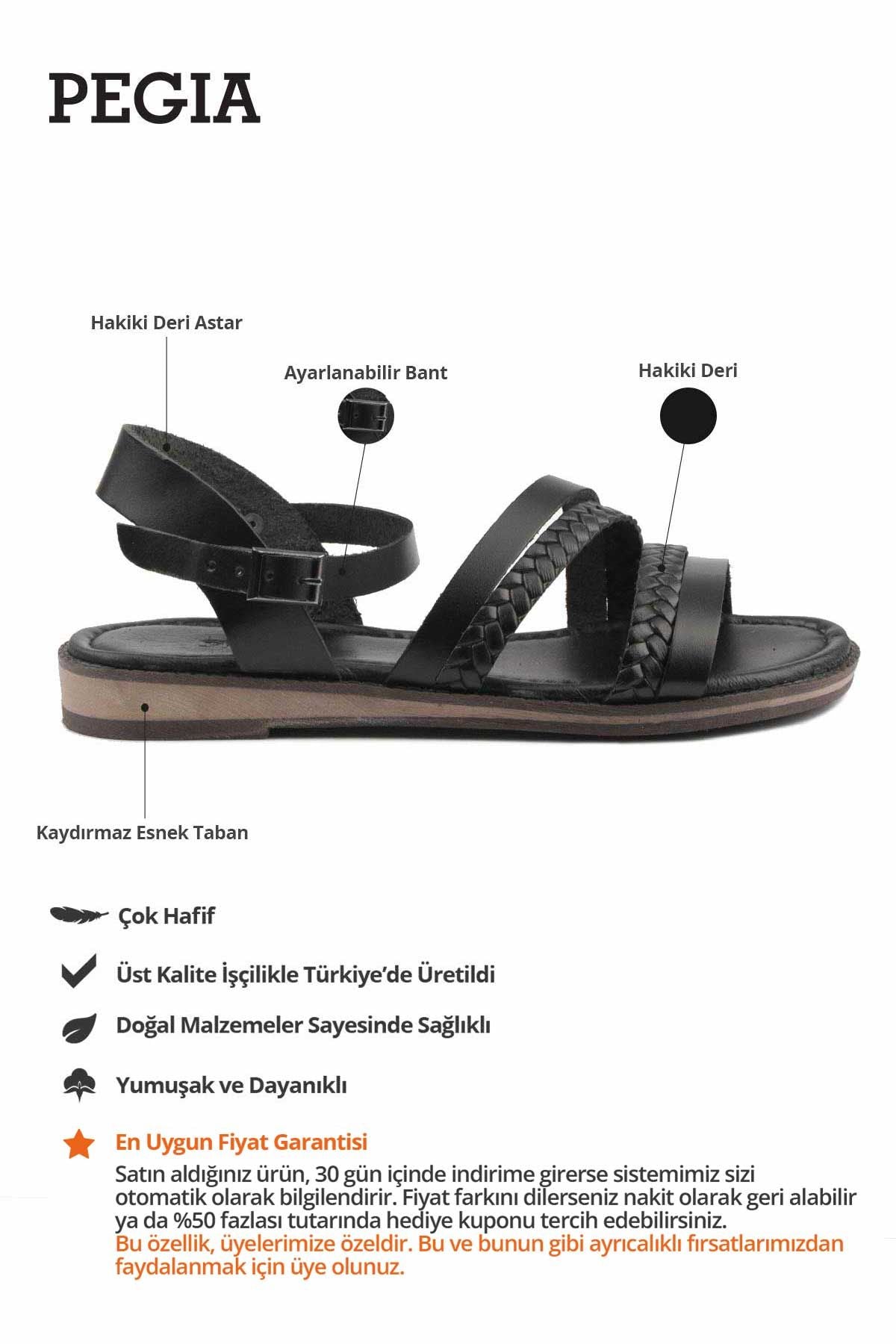 Kadın Deri Sandalet DG6021 Siyah