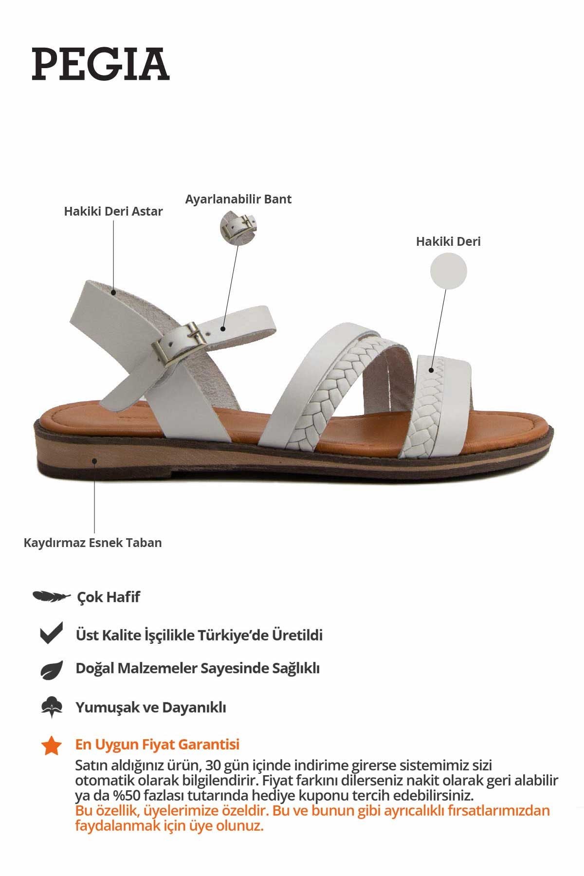 Kadın Deri Sandalet DG6021 Beyaz