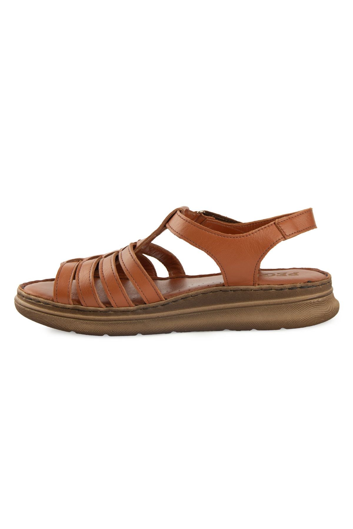 Kadın Deri Sandalet DG6114 Taba