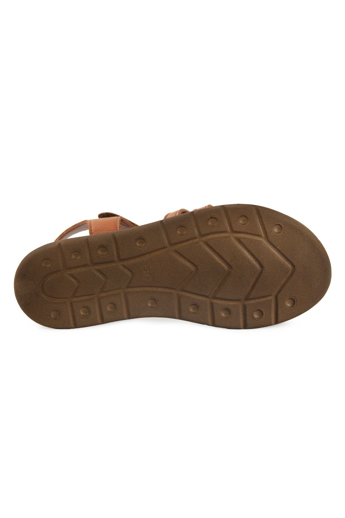 Kadın Deri Sandalet DG6114 Taba