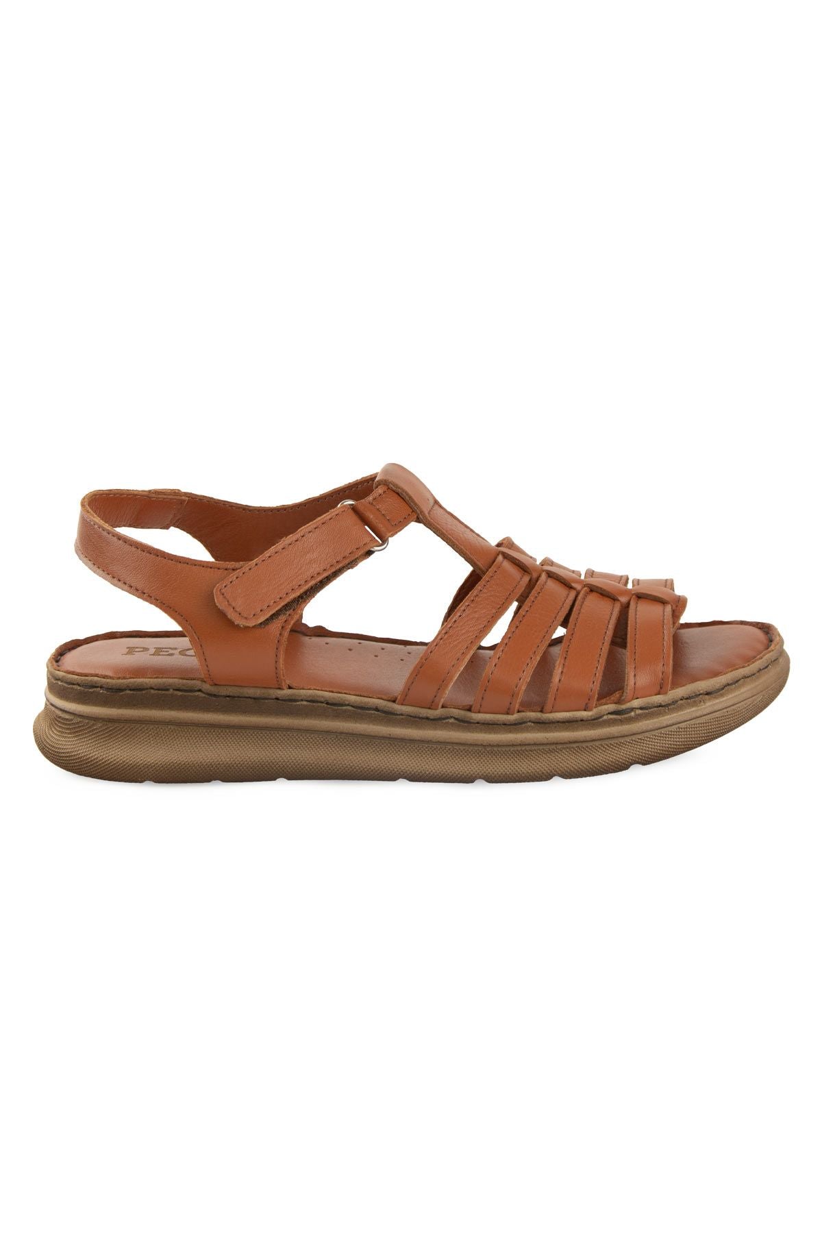 Kadın Deri Sandalet DG6114 Taba
