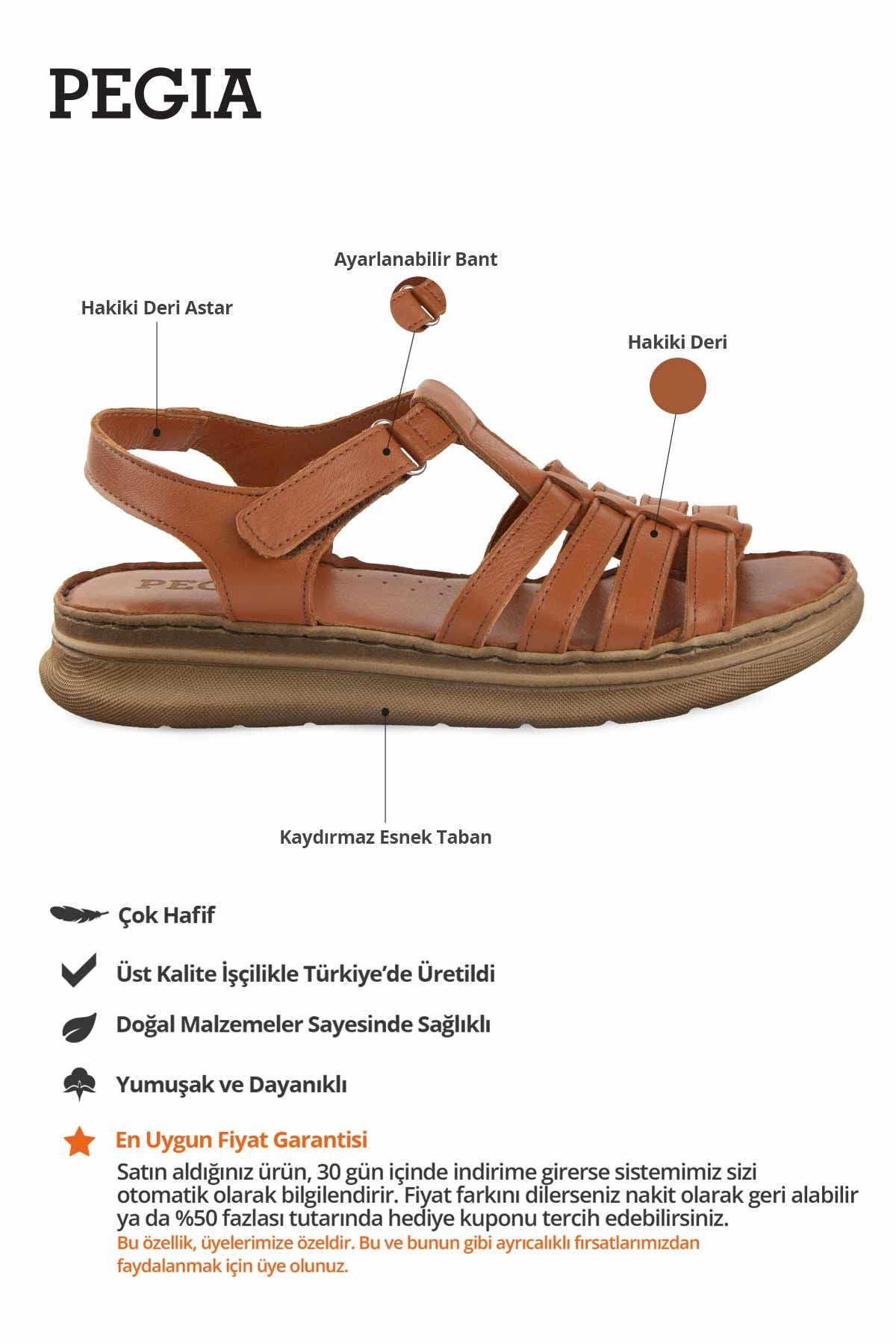 Kadın Deri Sandalet DG6114 Taba