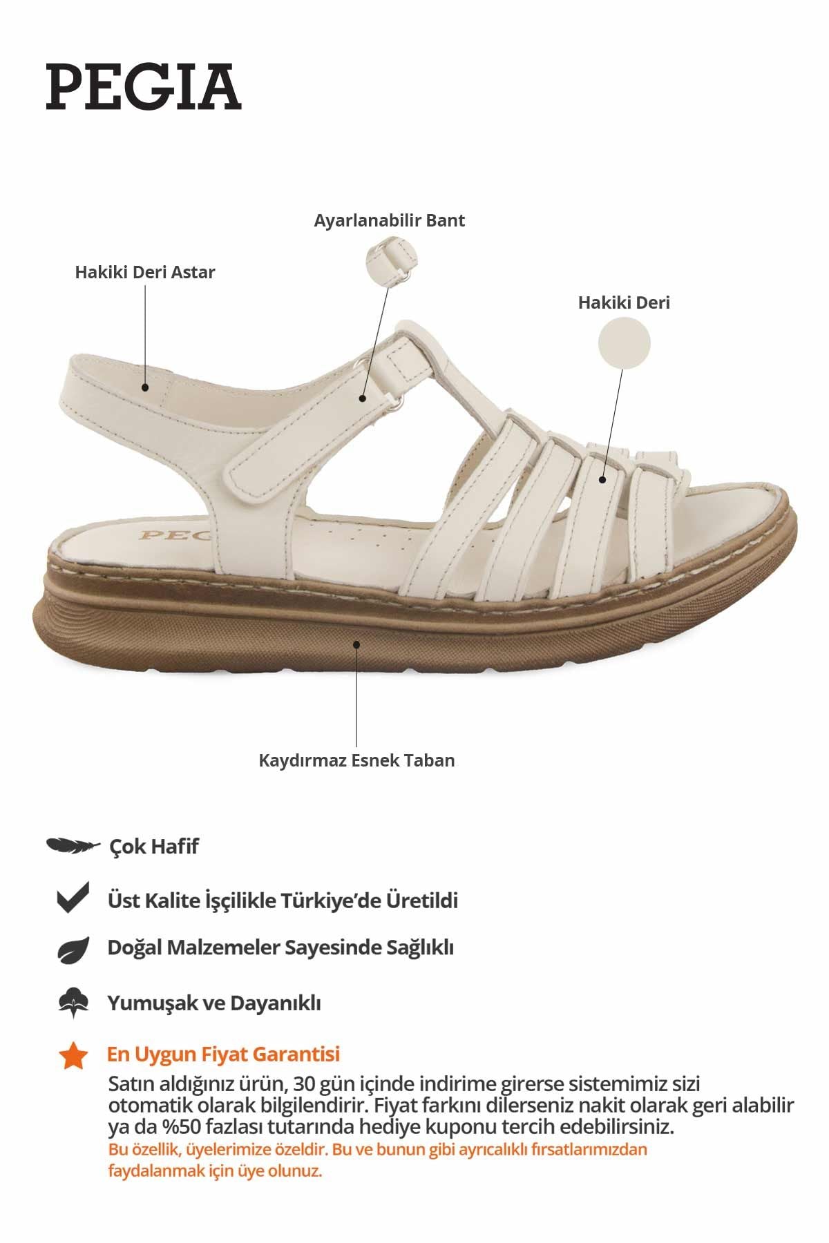 Kadın Deri Sandalet DG6114 Bej
