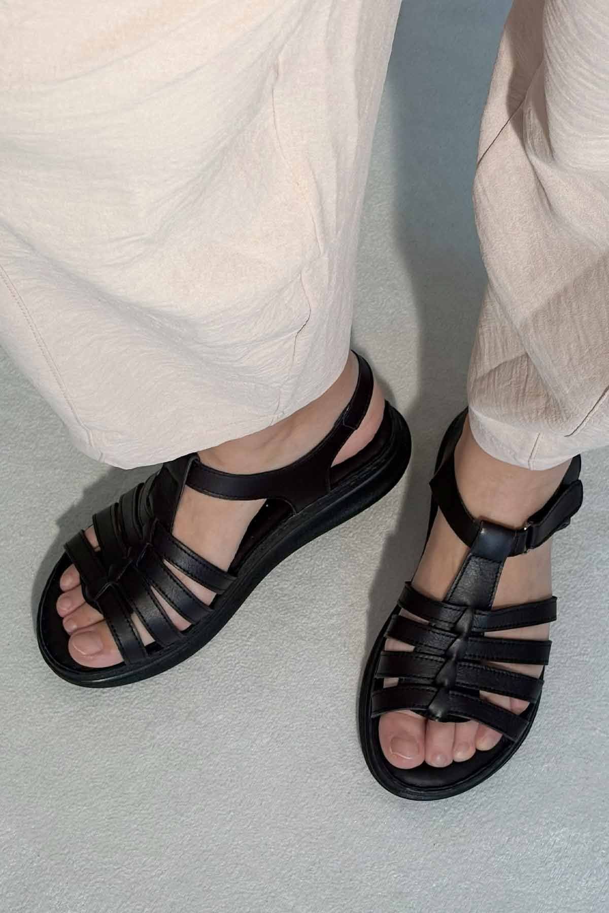 Kadın Deri Sandalet DG6114 Siyah