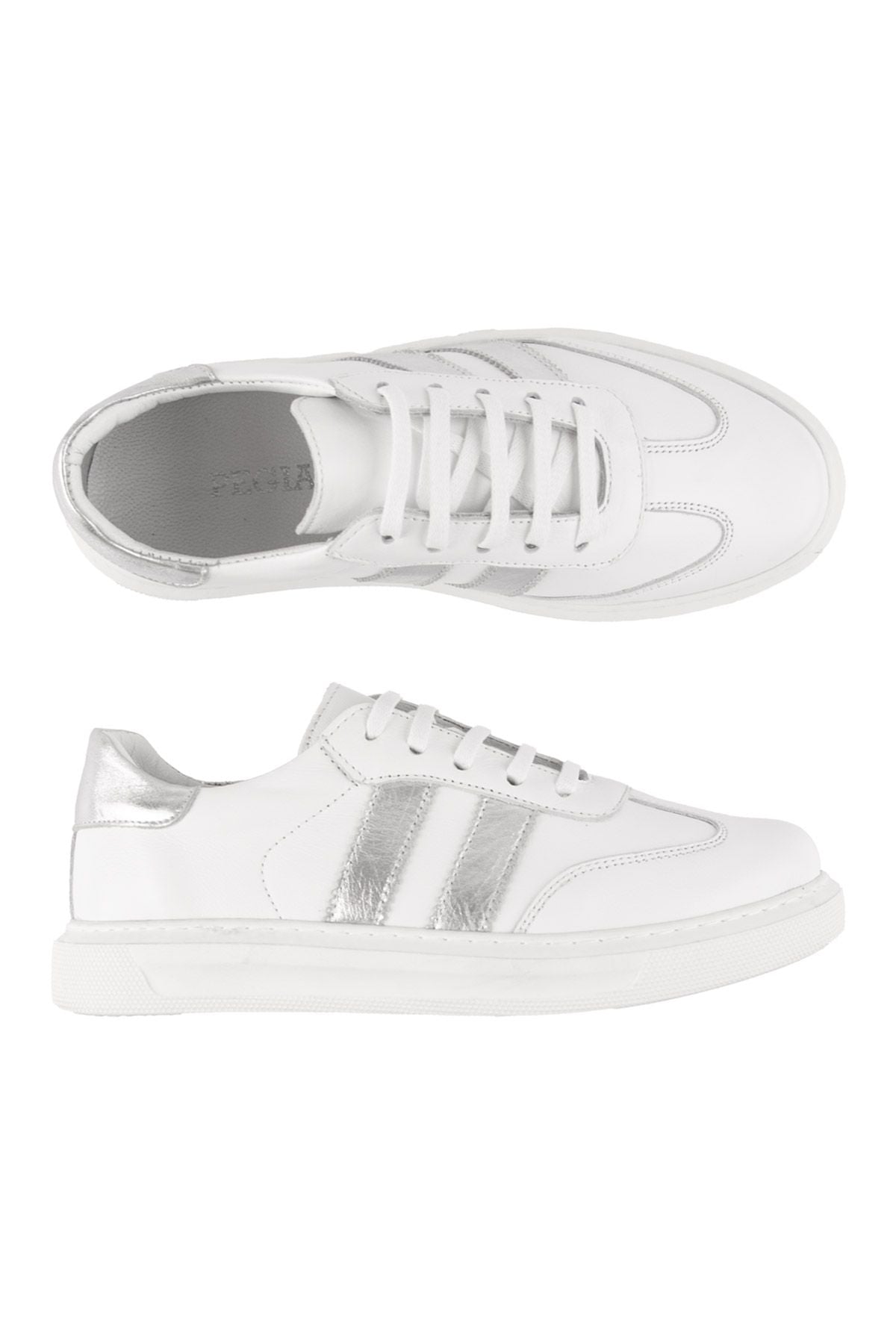 Kadın Deri Sneaker DG6035 Gümüş