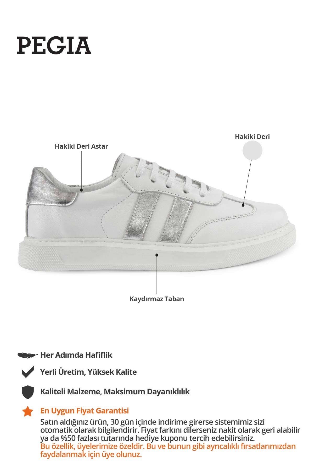 Kadın Deri Sneaker DG6035 Gümüş