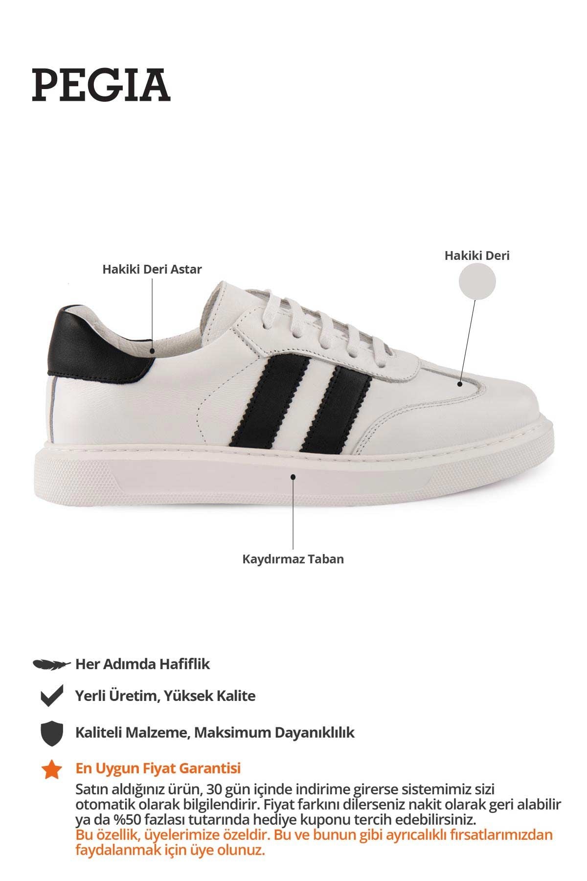 Kadın Deri Sneaker DG6035 Beyaz