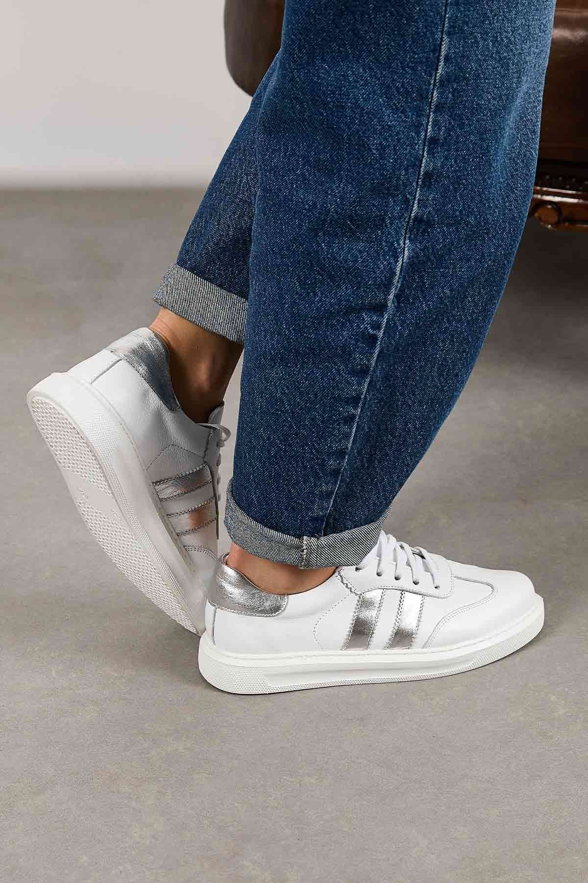 Kadın Deri Sneaker DG6035 Gümüş