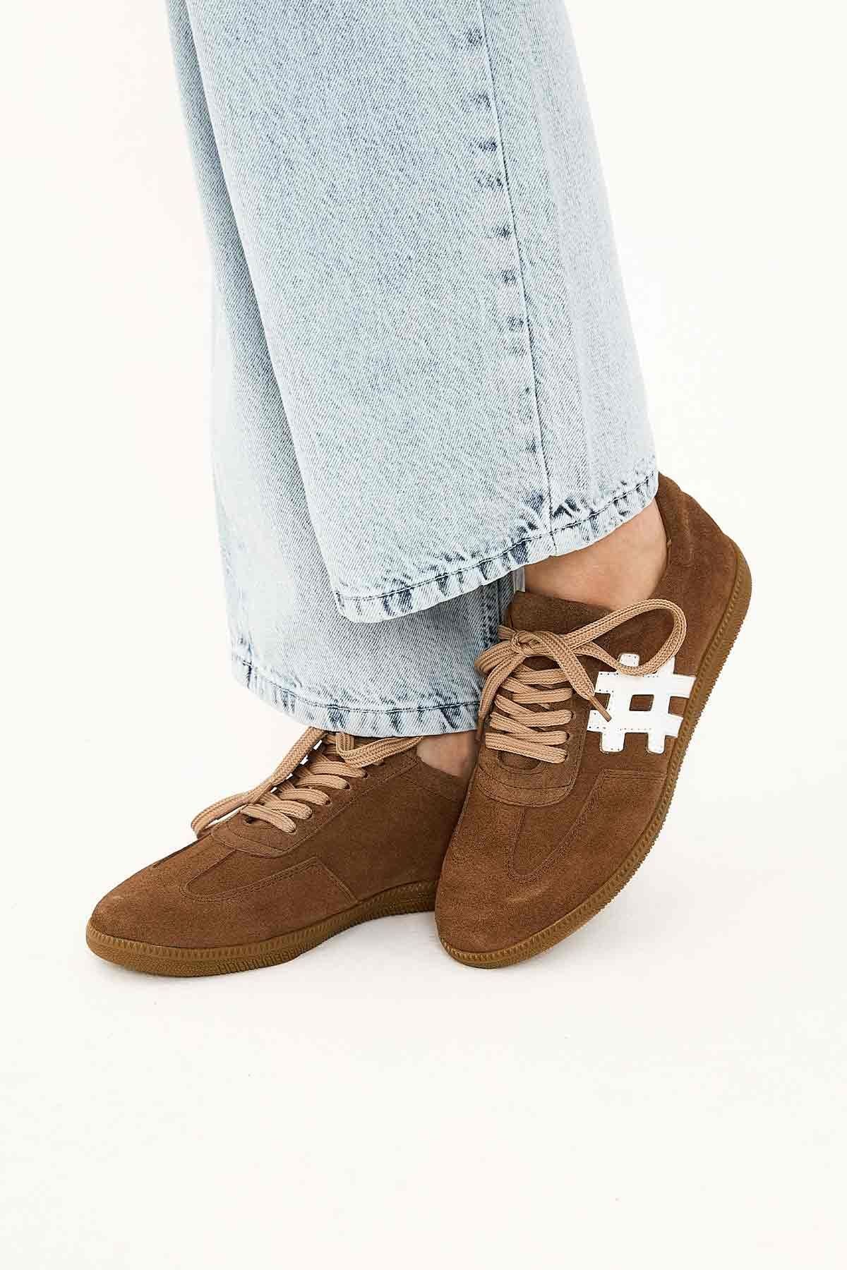 Kadın Deri Sneakers DG6022 Vizon