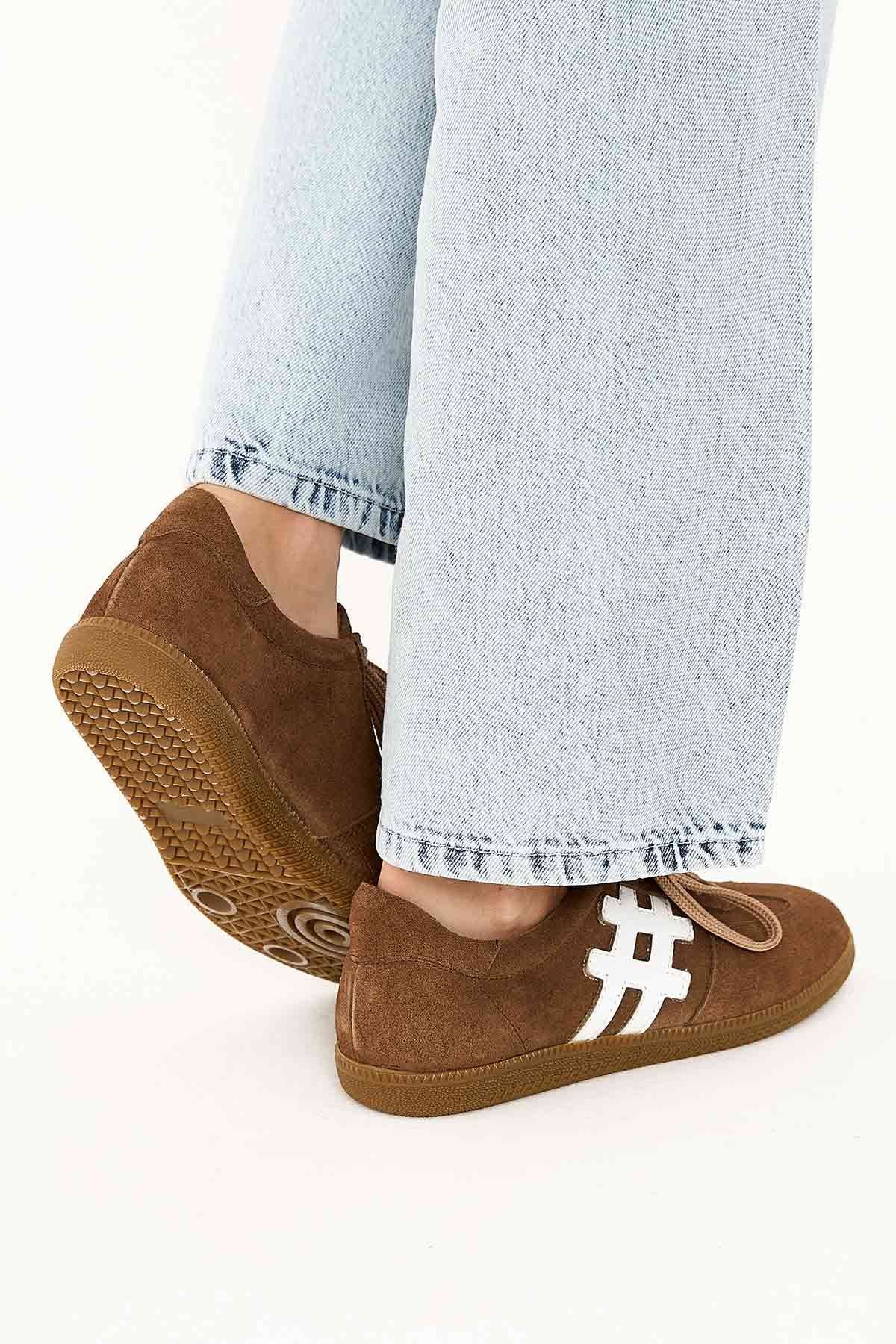 Kadın Deri Sneakers DG6022 Vizon