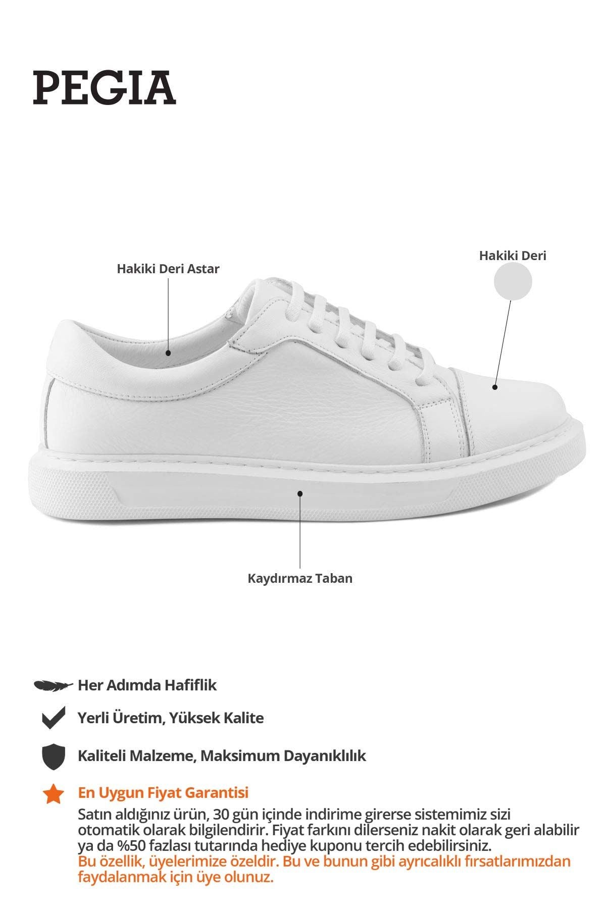 Kadın Deri Sneakers DG6023 Beyaz