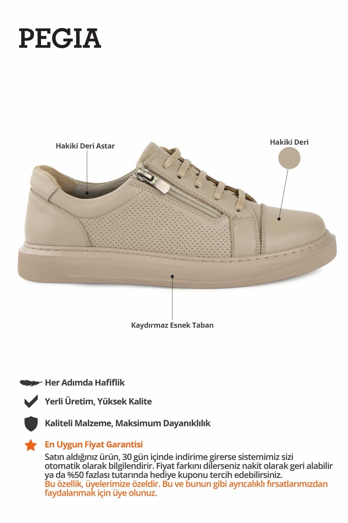 Kadın Deri Sneakers DG6024 Vizon