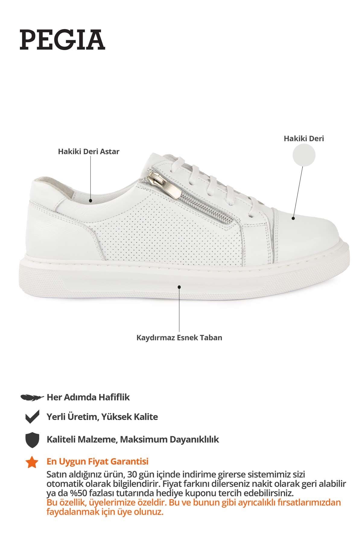 Kadın Deri Sneakers DG6024 Beyaz