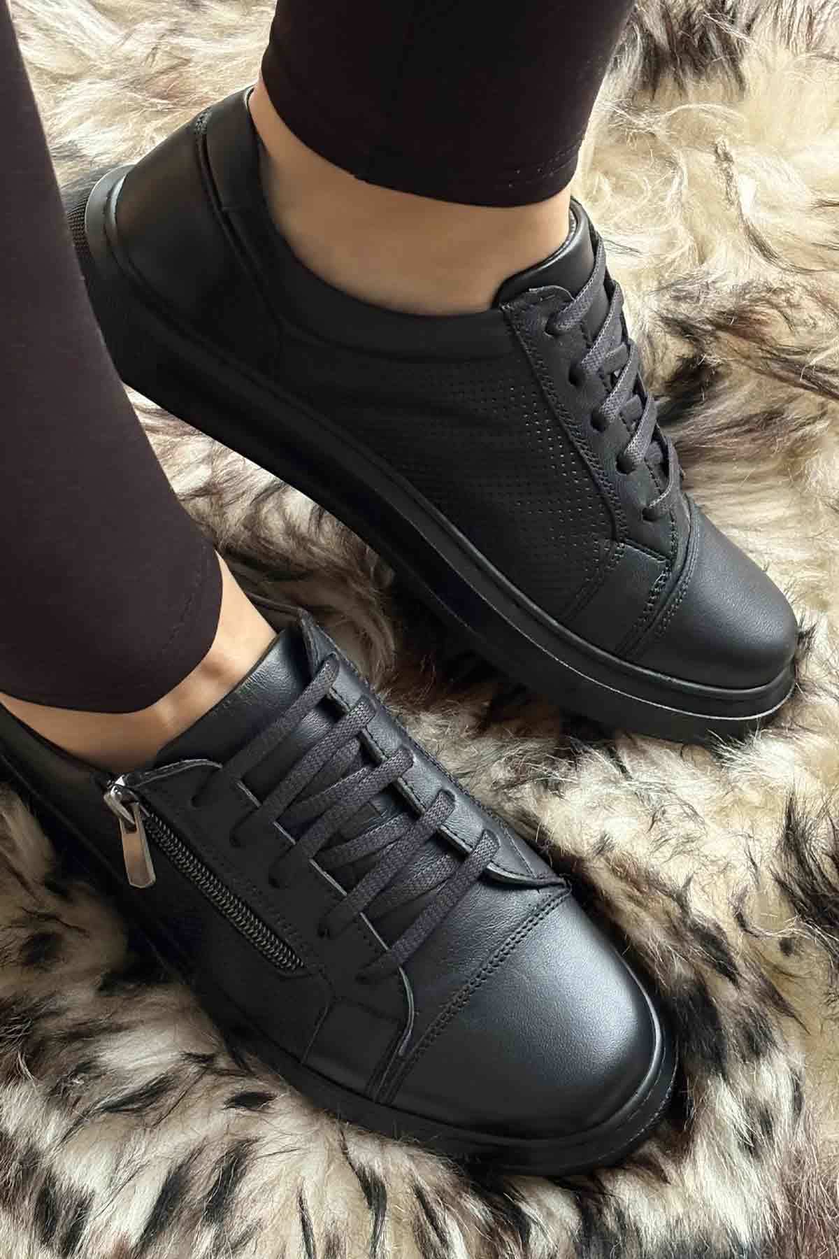 Kadın Deri Sneakers DG6024 Siyah