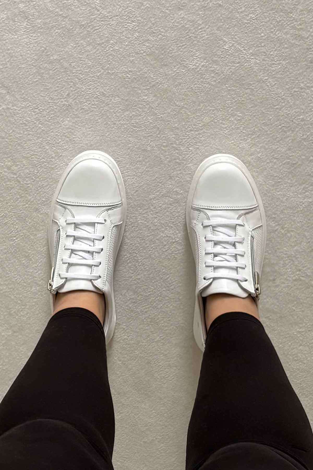Kadın Deri Sneakers DG6024 Beyaz