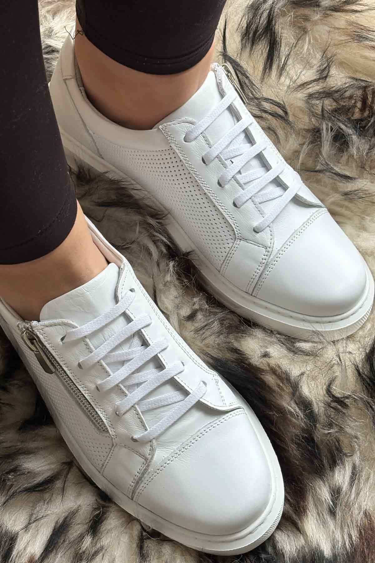 Kadın Deri Sneakers DG6024 Beyaz