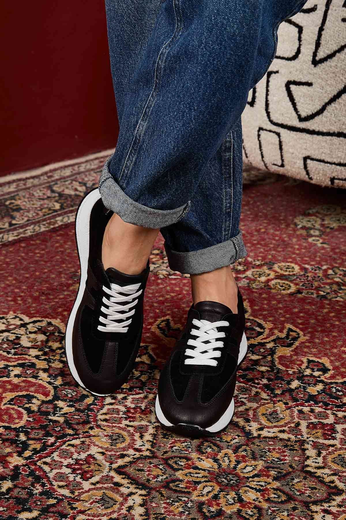 Kadın Deri Sneakers DG6025 Siyah