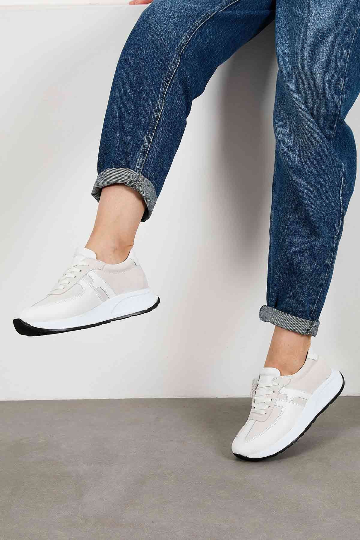 Kadın Deri Sneakers DG6025 Beyaz