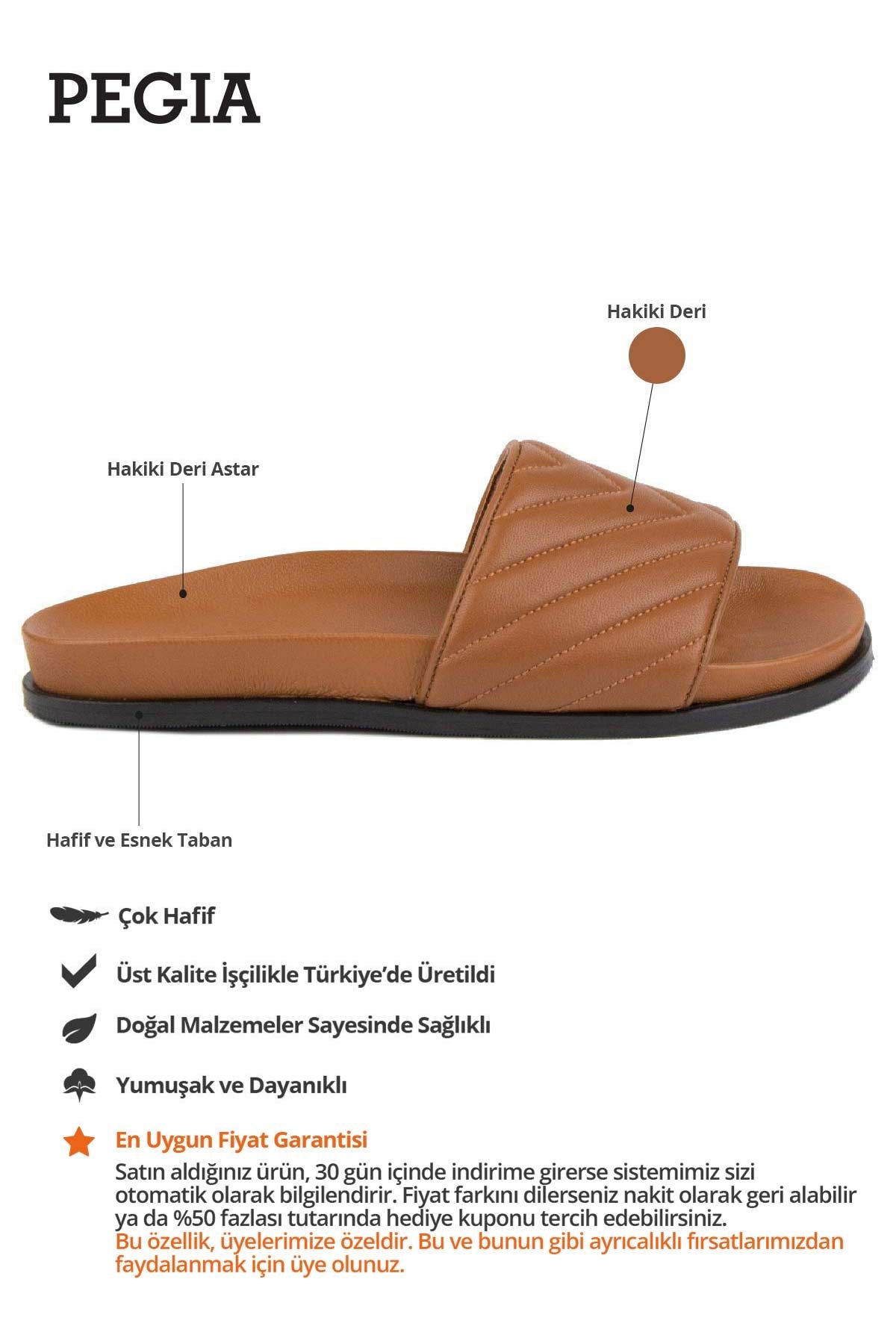 Kadın Deri Terlik 215551 Taba