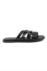 Women's Leather Slides DG6009 Black