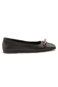 Women's leather buckle ballet flats DG6032 Black
