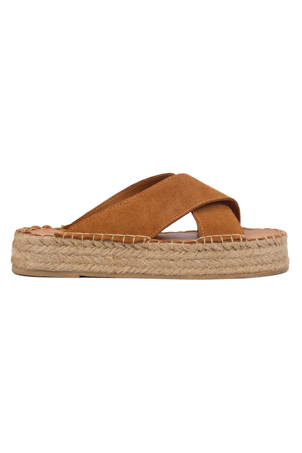 Kadın Espadril Terlik DG6036 Taba