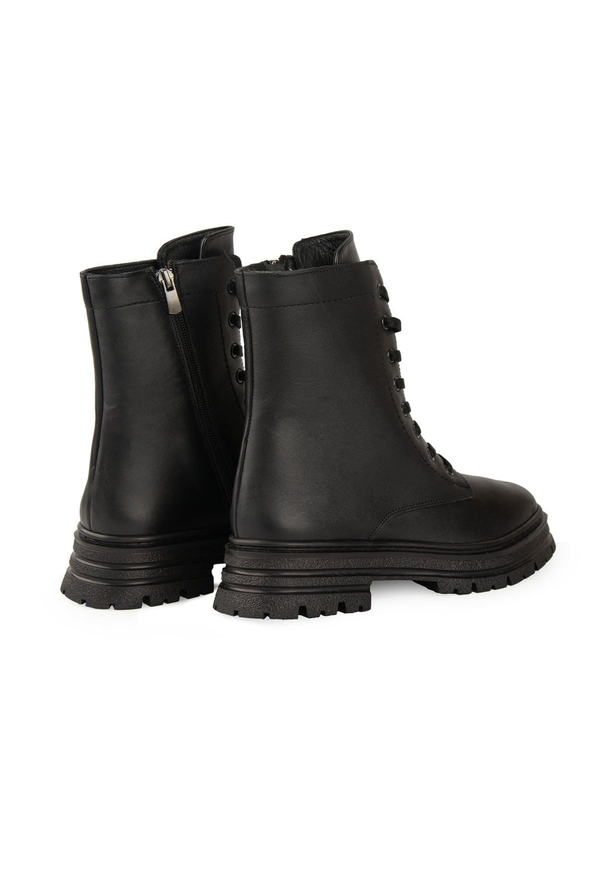 Kadın Fermuarlı Deri Bot DG6068 Siyah