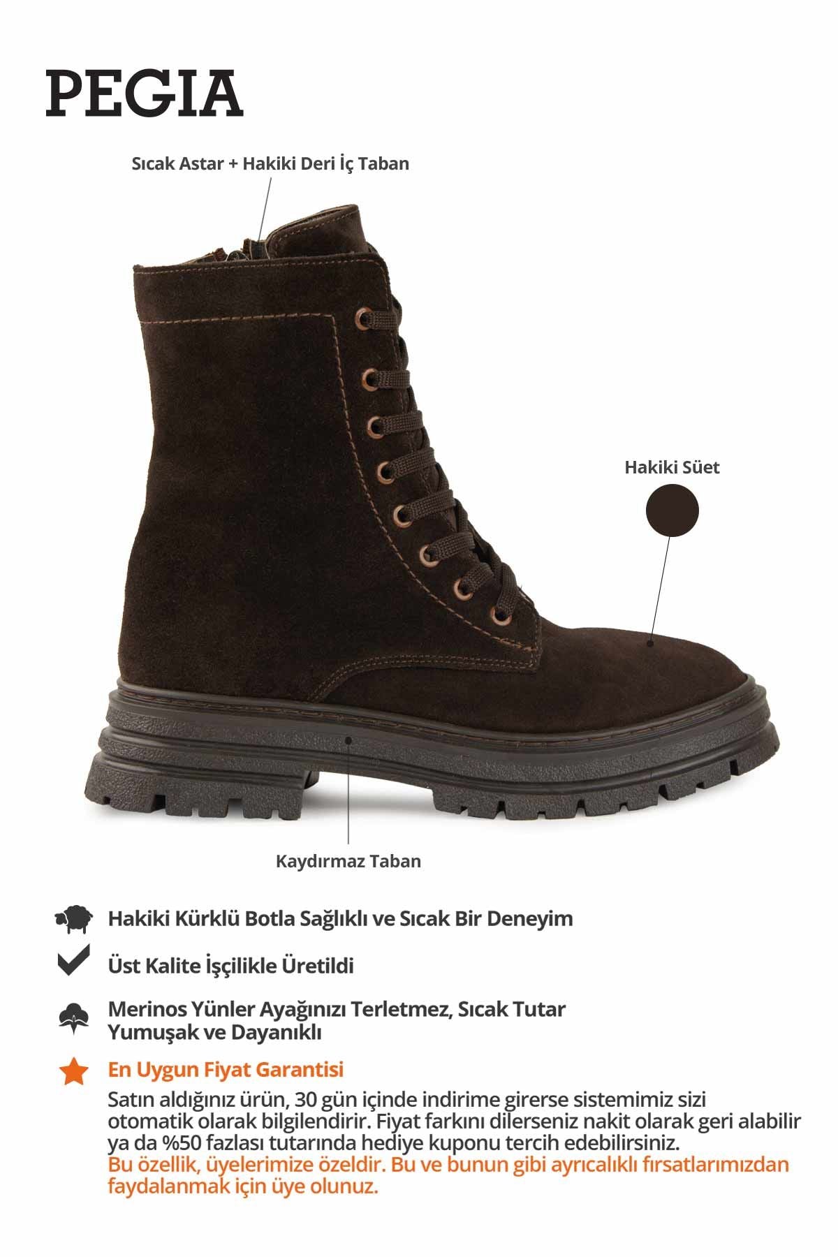 Kadın Fermuarlı Süet Bot DG6001 Kahve