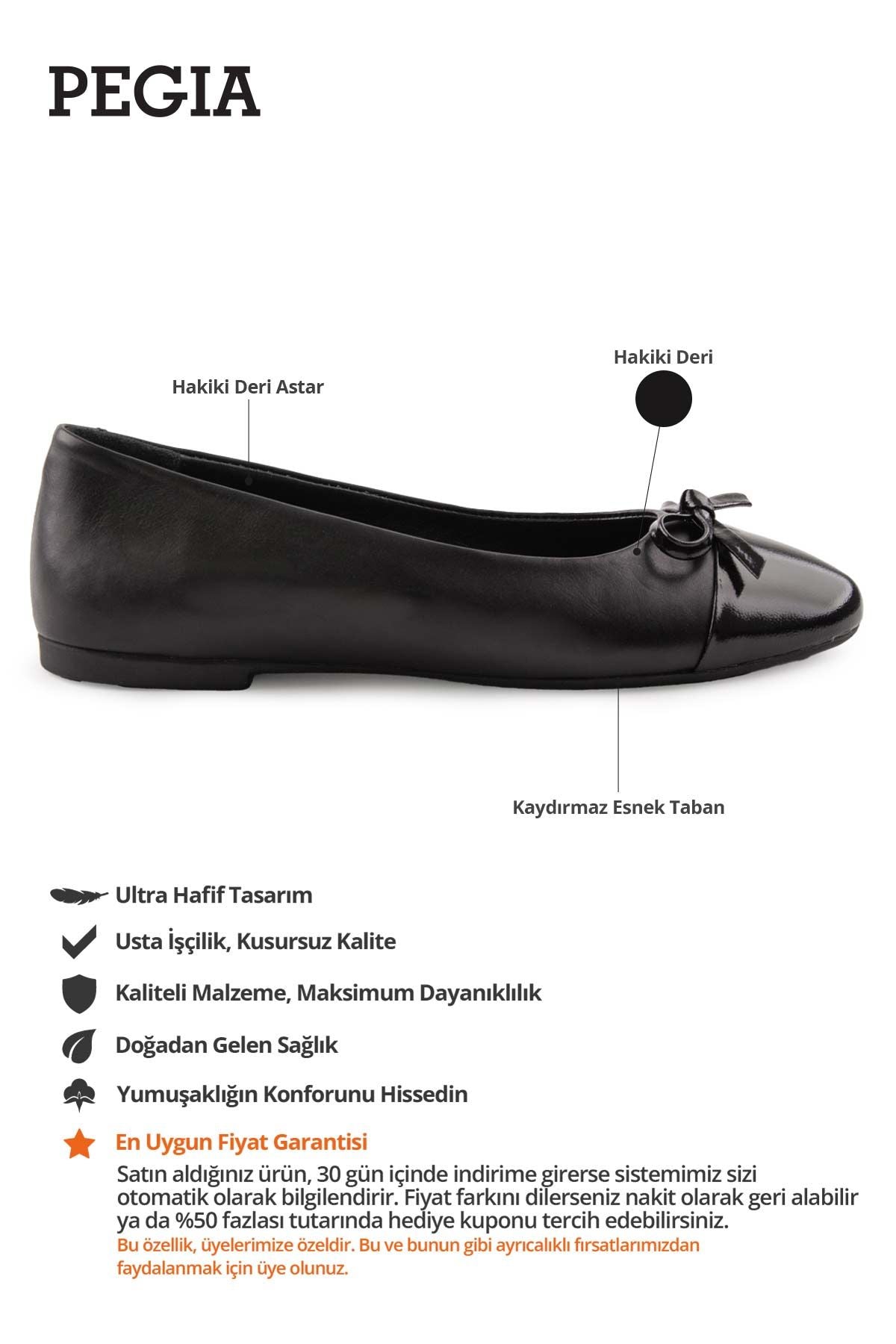 Kadın Hakiki Deri Babet DG6033 Siyah