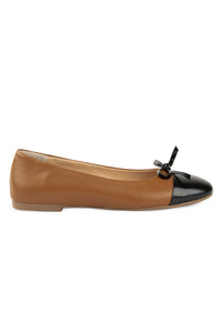 Women's genuine leather ballet flats DG6033 Tobacco