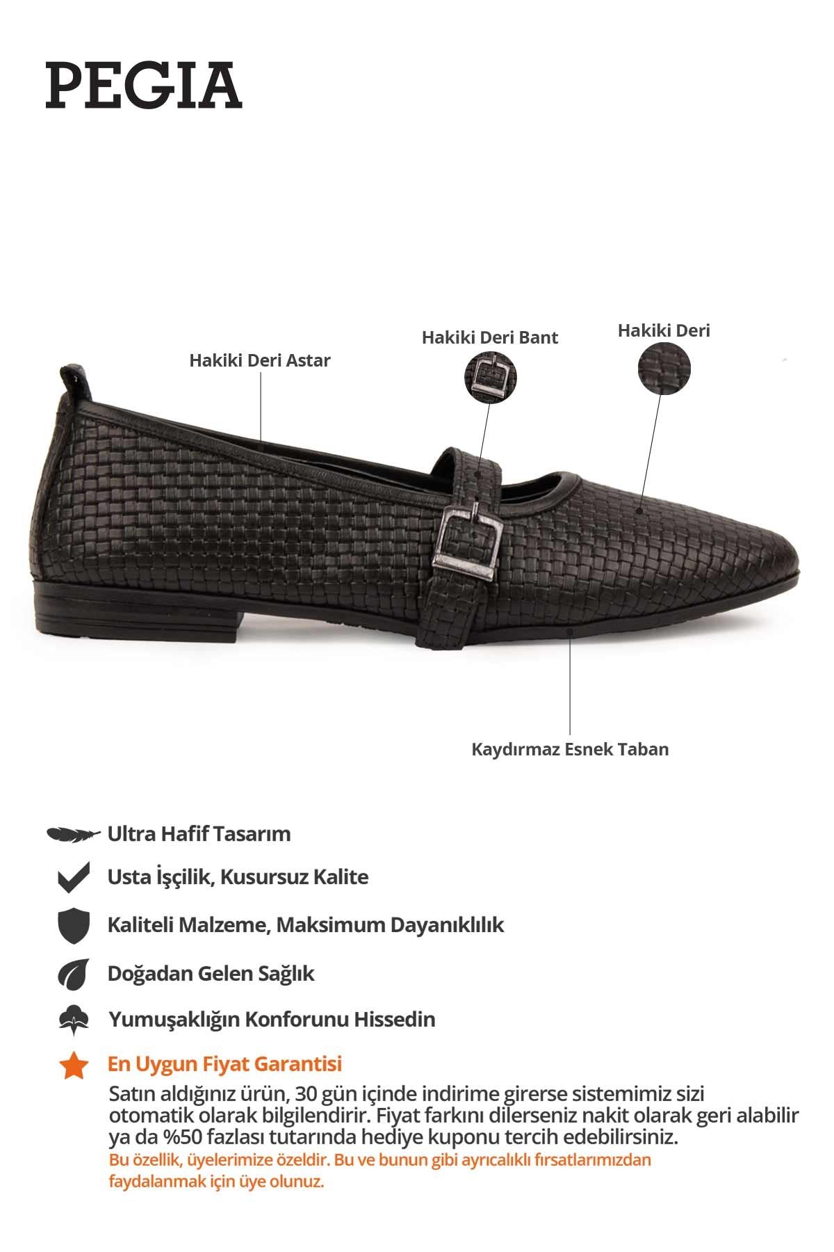 Kadın Hakiki Deri Babet DG6041 Siyah