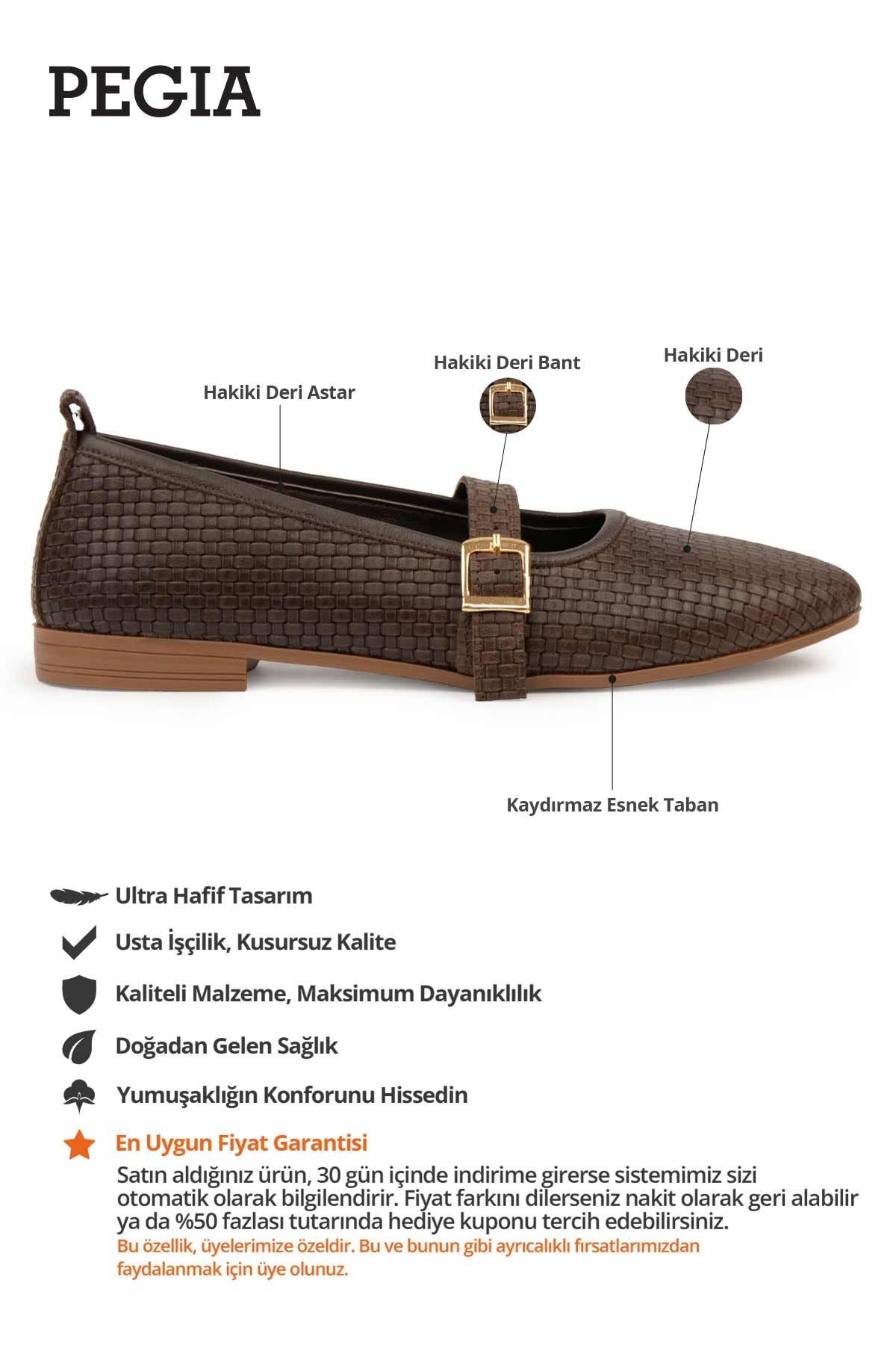 Kadın Hakiki Deri Babet DG6041 Kahve