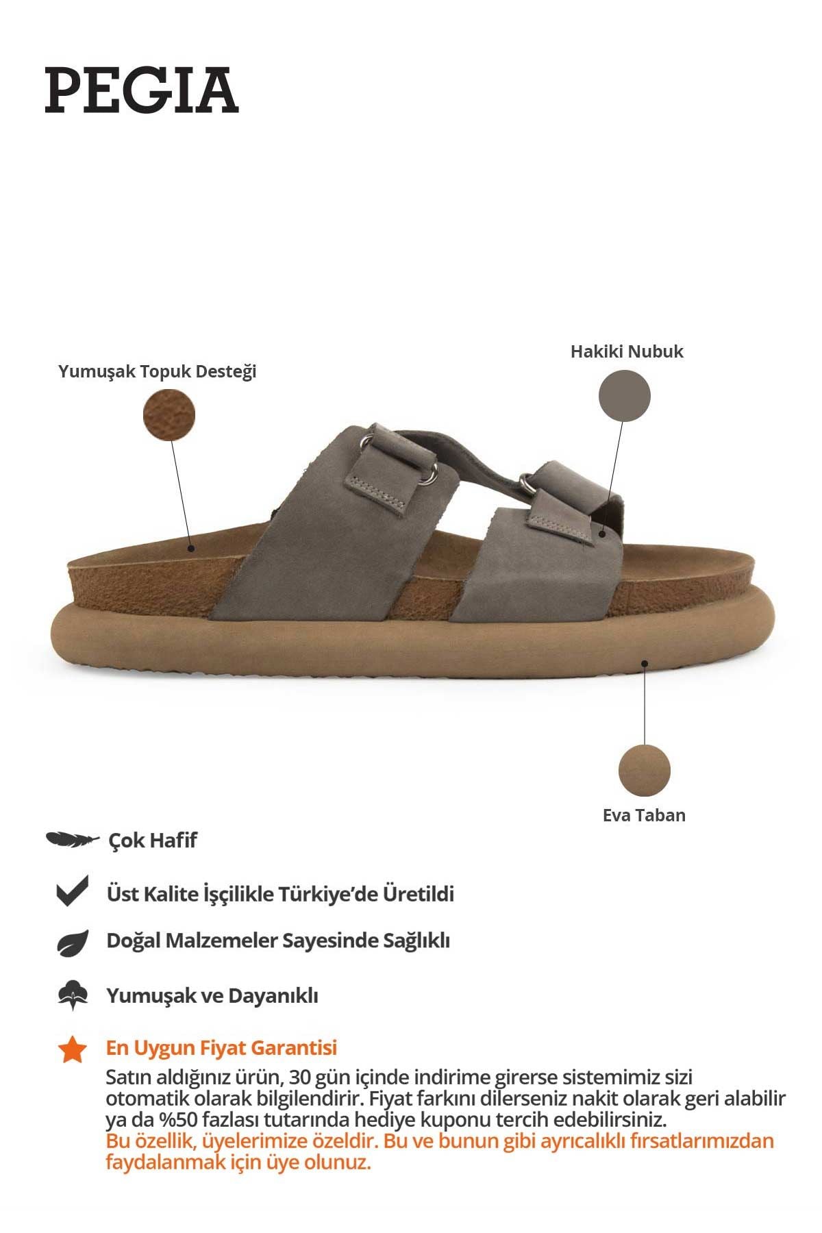 Kadın Hakiki Nubuk Terlik 215544 Gri