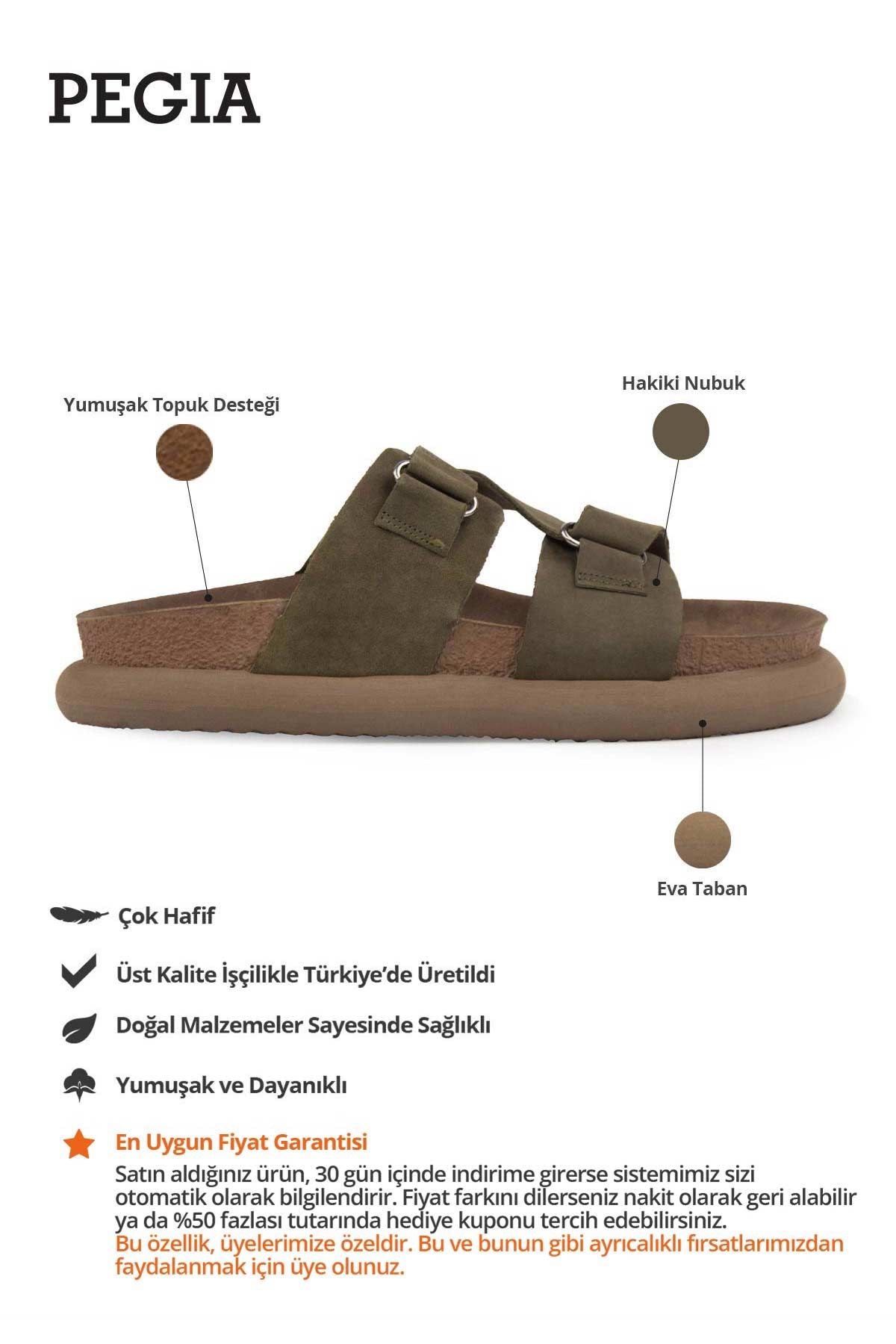 Kadın Hakiki Nubuk Terlik 215544 Haki