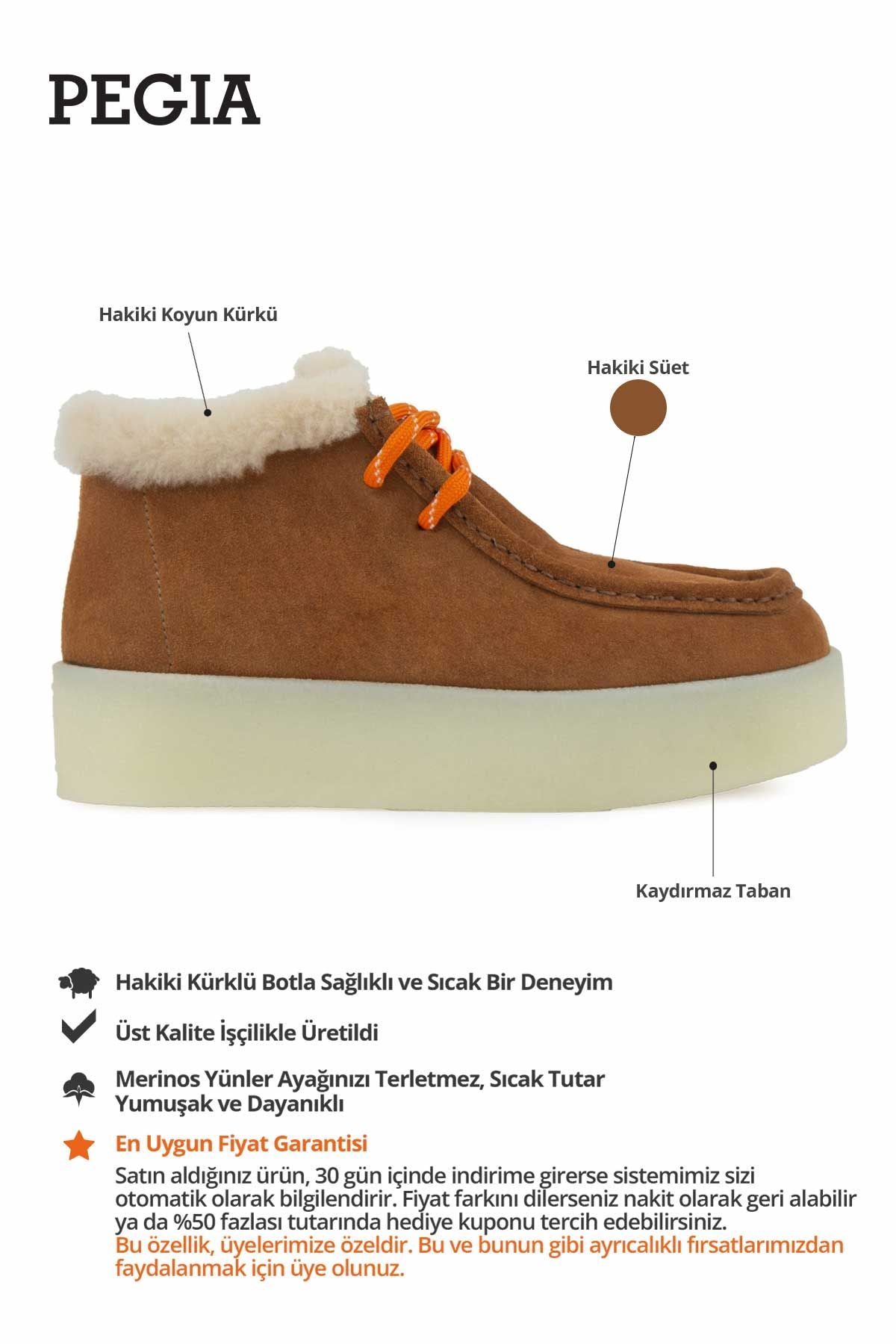 Kadın Hakiki Süet Bot 191357 Taba