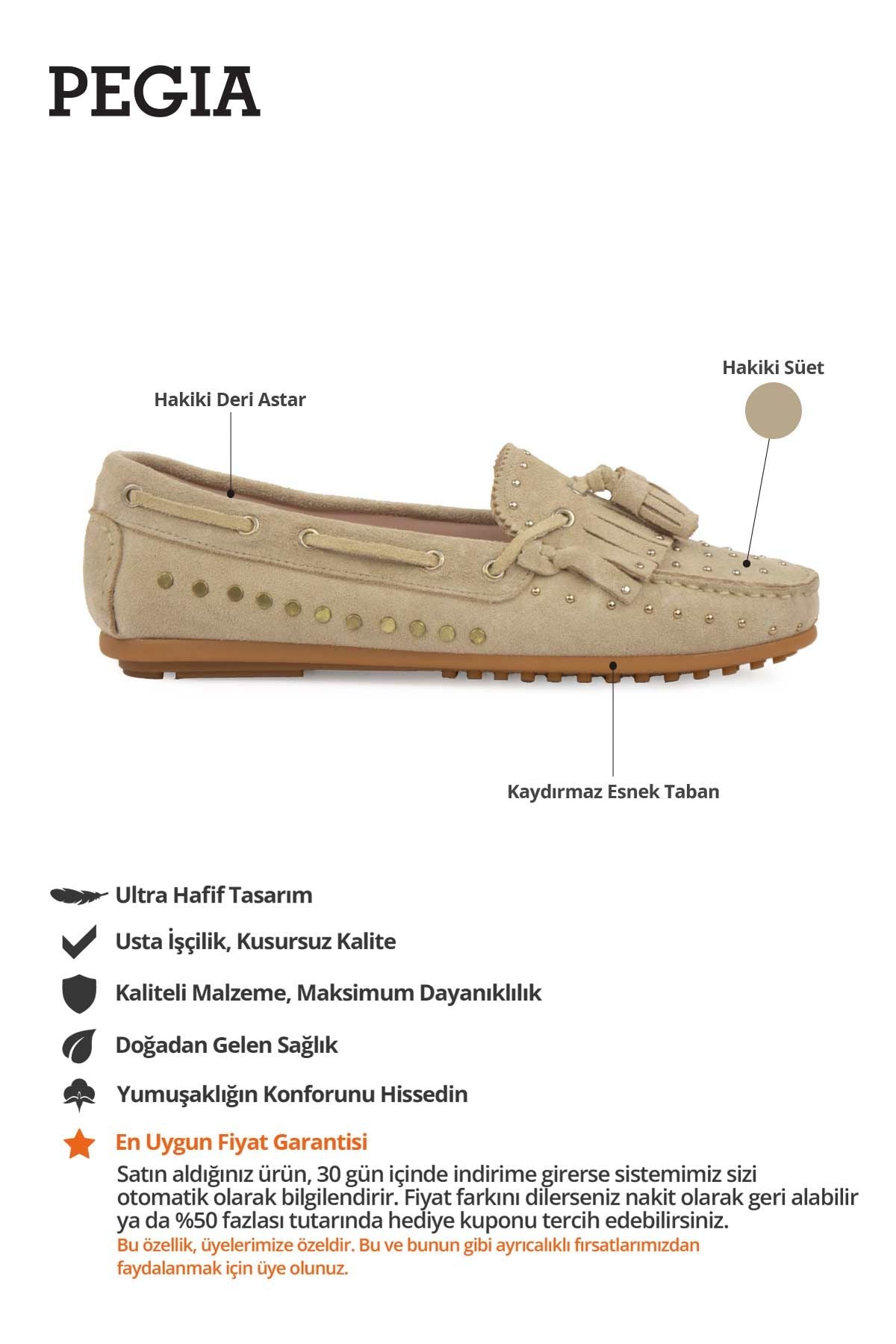 Kadın Hakiki Süet Loafer 700915 Bej