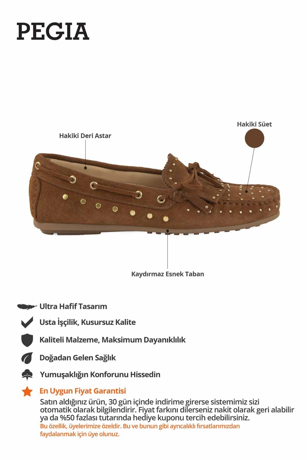 Kadın Hakiki Süet Loafer 700915 Taba