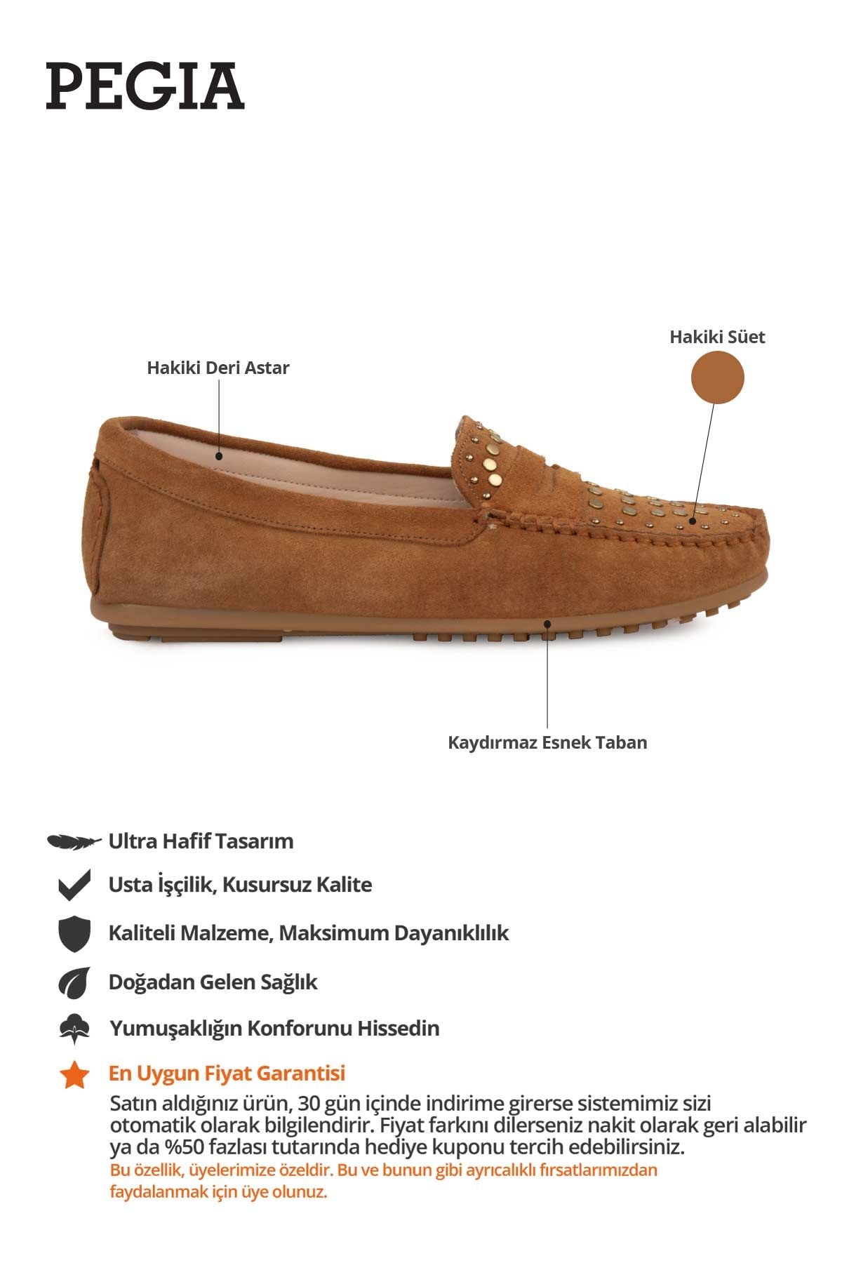 Kadın Hakiki Süet Loafer 700916 Taba