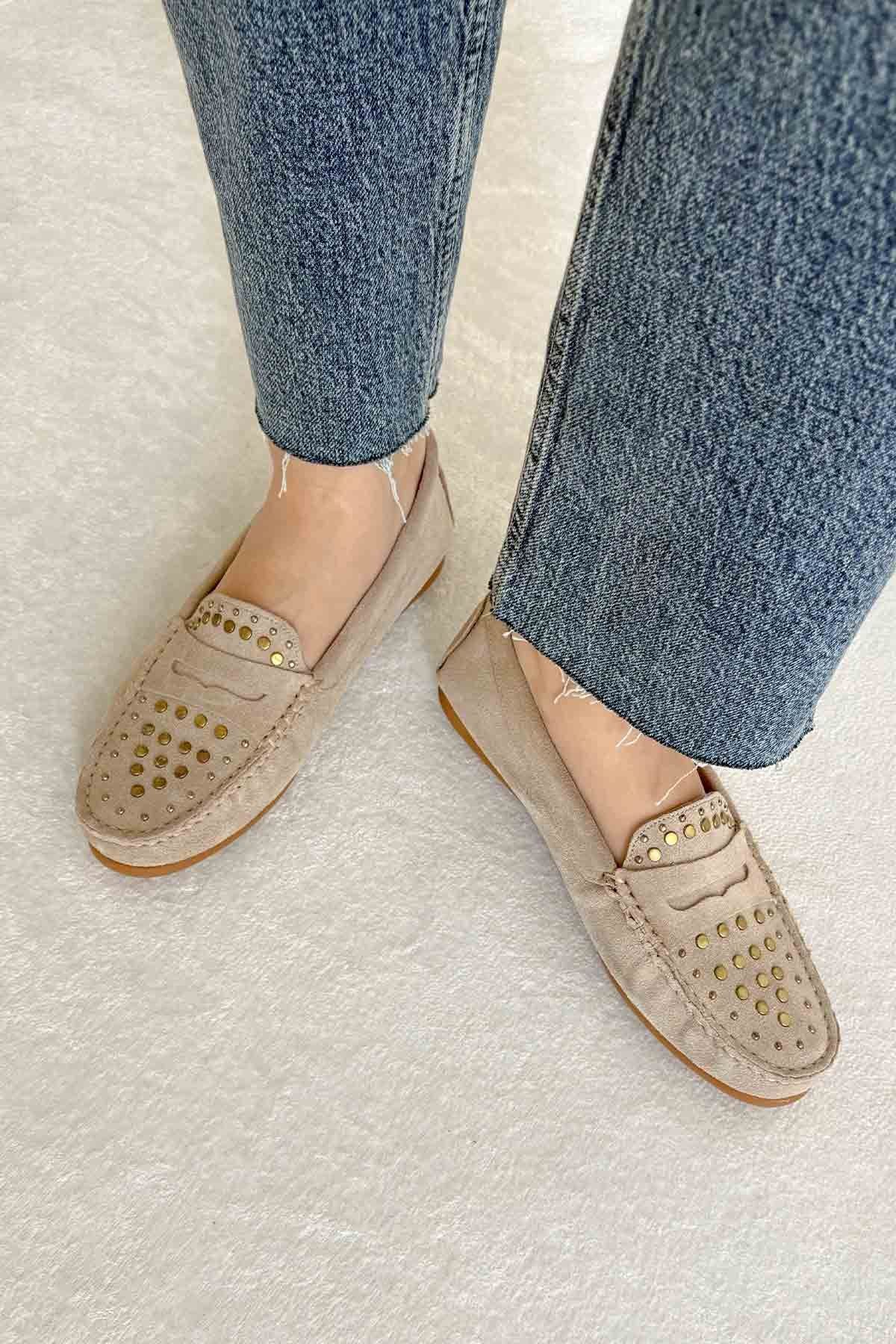 Kadın Hakiki Süet Loafer 700916 Bej