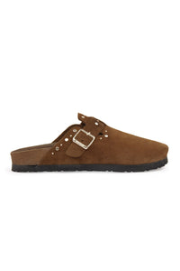 Women's Genuine Suede Clog Slipper 215542 Brown