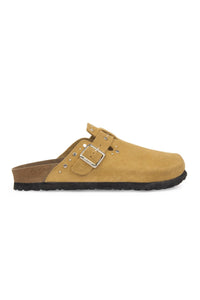 Women's Genuine Suede Clog Slipper 215542 Camel