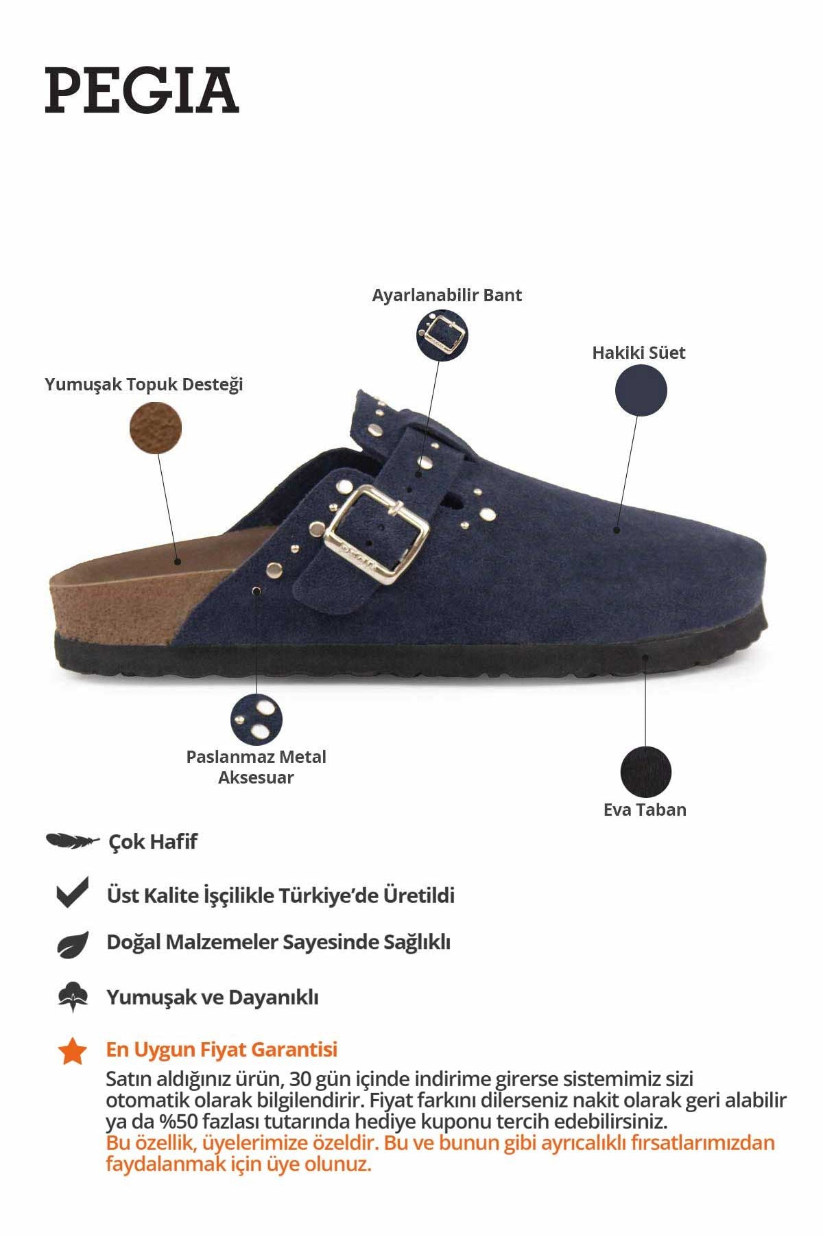 Kadın Hakiki Süet Sabo Terlik 215542 Lacivert