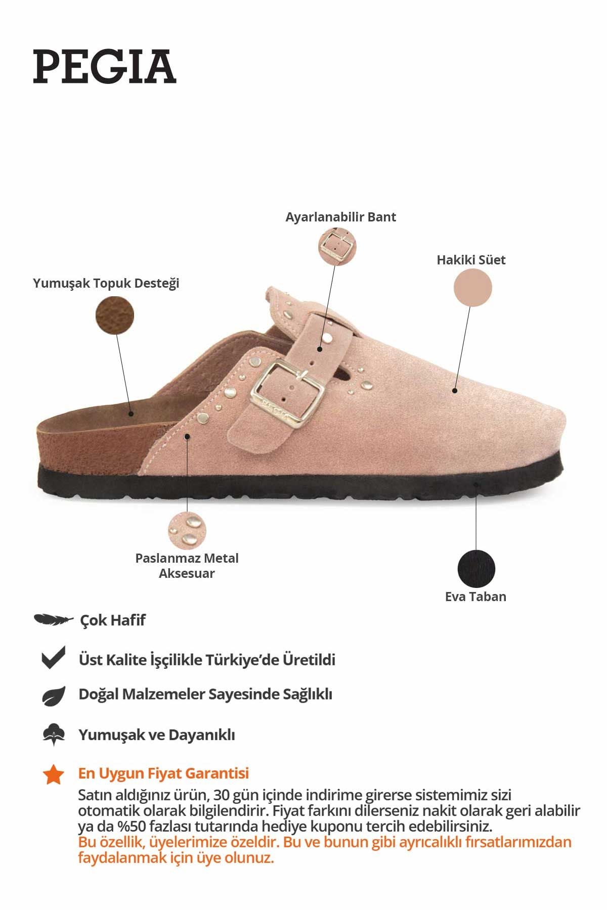 Kadın Hakiki Süet Sabo Terlik 215542 Pudra