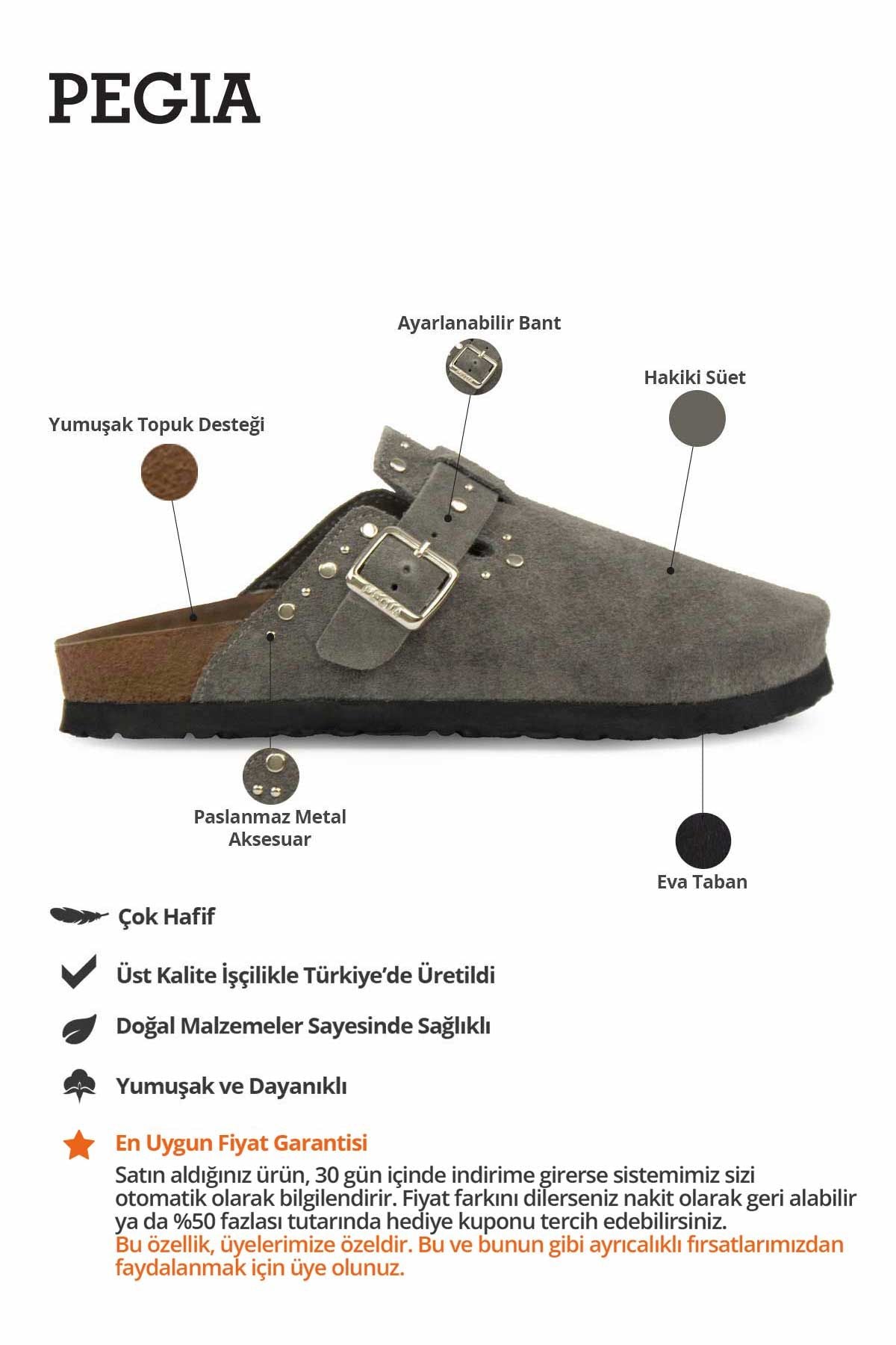 Kadın Hakiki Süet Sabo Terlik 215542 Antrasit