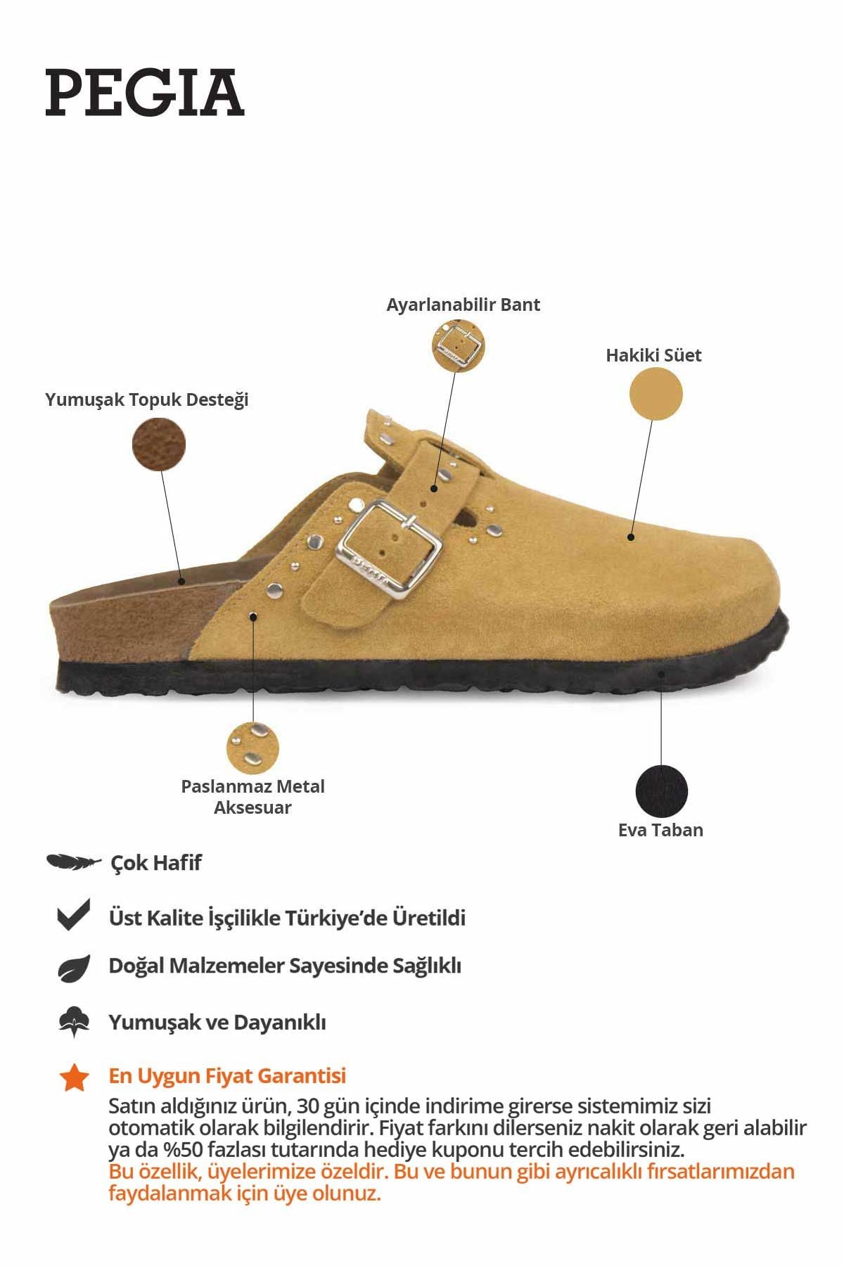 Kadın Hakiki Süet Sabo Terlik 215542 Camel
