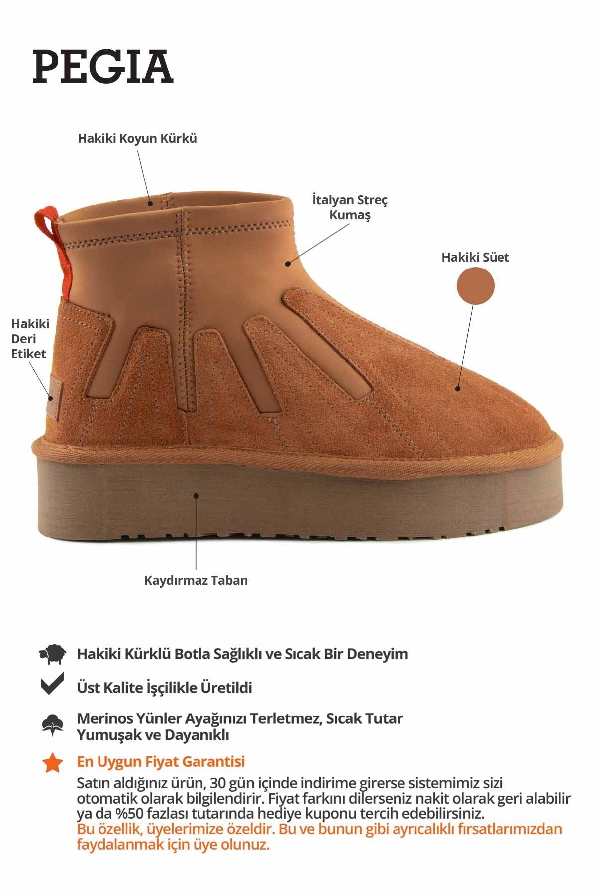 Kadın Hakiki Süet Streç Bot 191153 Taba
