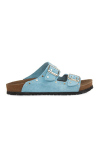 Women's Genuine Suede Slipper 215543 Light Blue