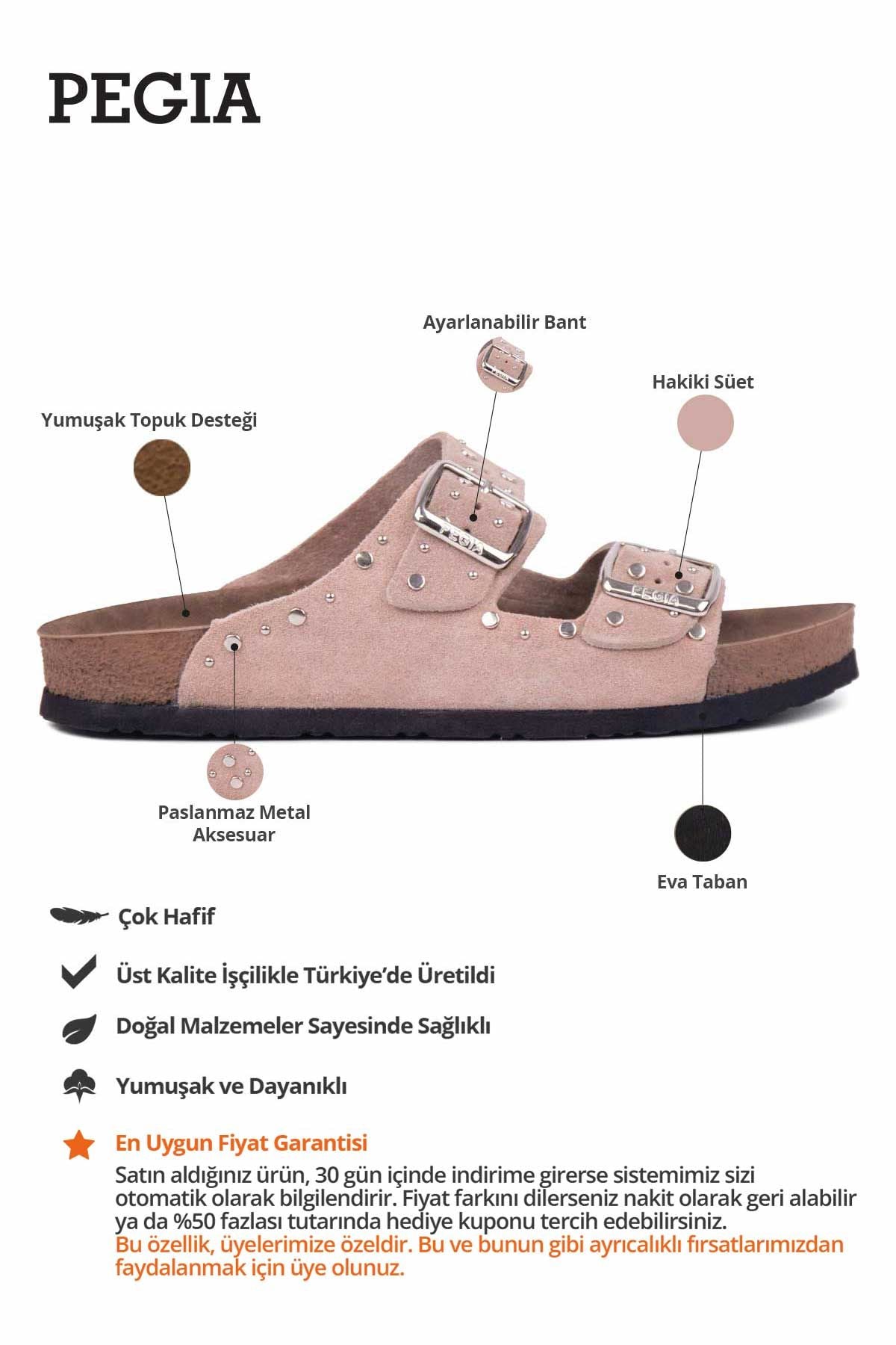 Kadın Hakiki Süet Terlik 215543 Pudra