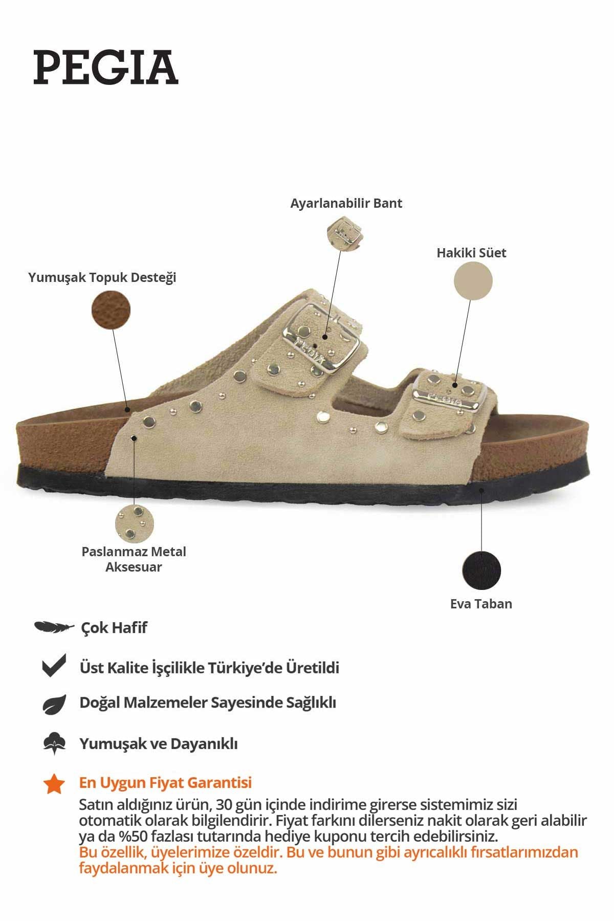 Kadın Hakiki Süet Terlik 215543 Bej