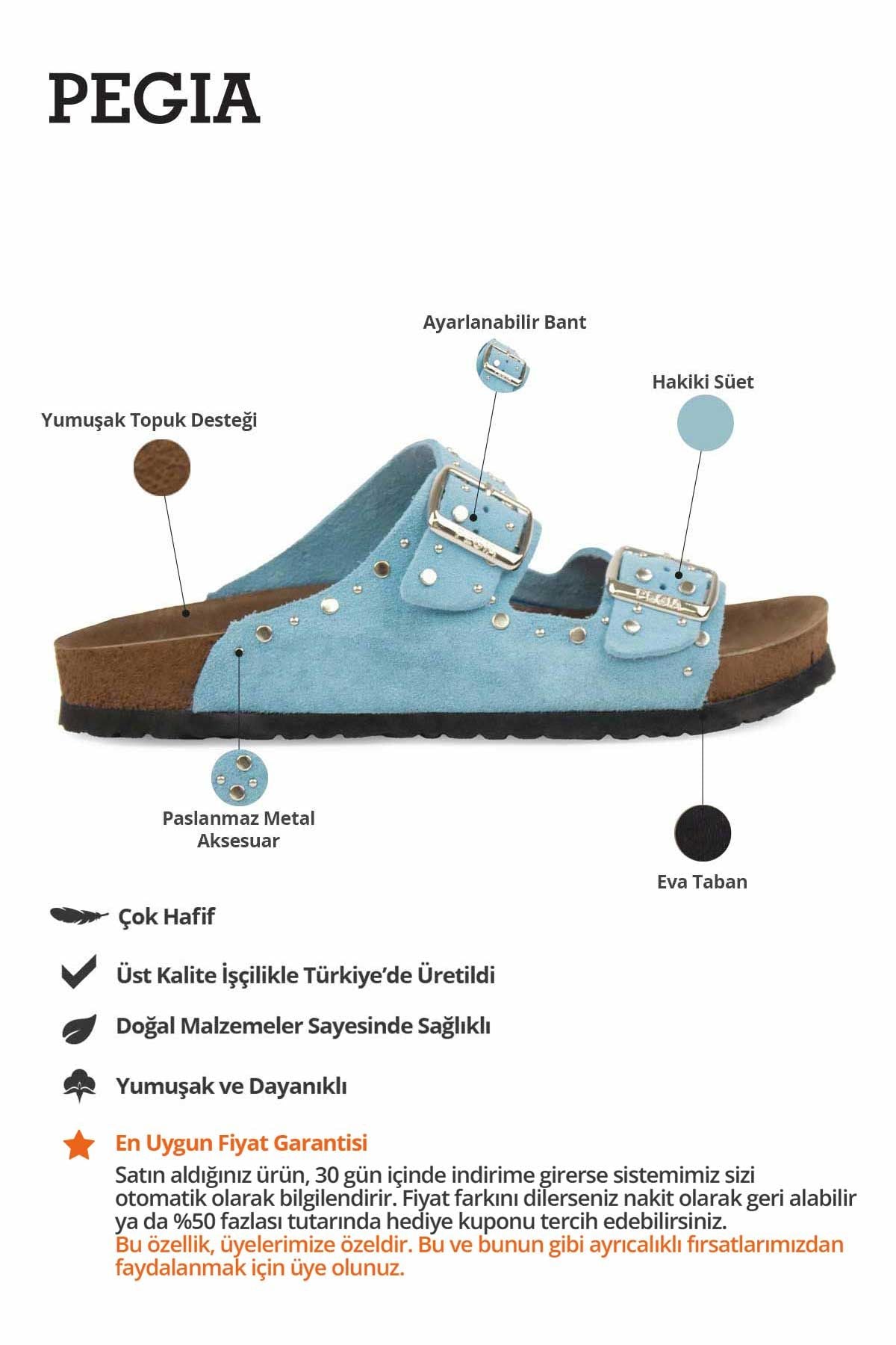 Kadın Hakiki Süet Terlik 215543 Açık Mavi